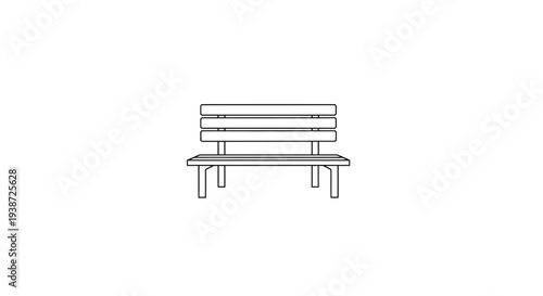 Simple Wooden Park Bench Outline Icon Isolated on White Background