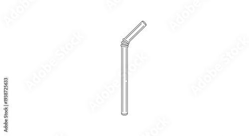 Single Bendable Drinking Straw Line Art Icon on White Background