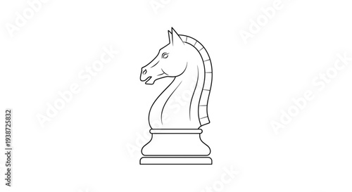 A minimalist vector illustration of a chess knight piece in a simple line art style