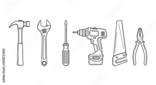 A set of basic tools for DIY projects and home repairs