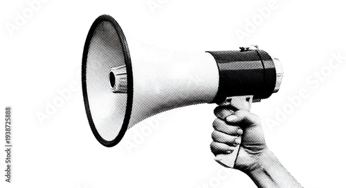 A hand holding a megaphone for loud communication