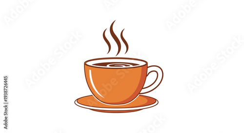 A steaming cup of coffee in a vibrant orange color on a matching saucer