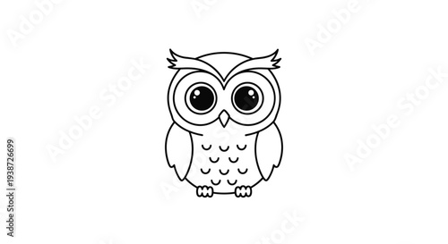 A cute cartoon owl illustration with big eyes and a minimalist design