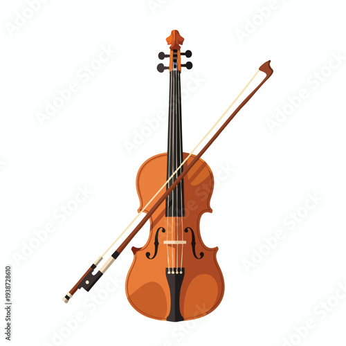 Elegant Violin with Bow and Shoulder Rest for Musical Performance