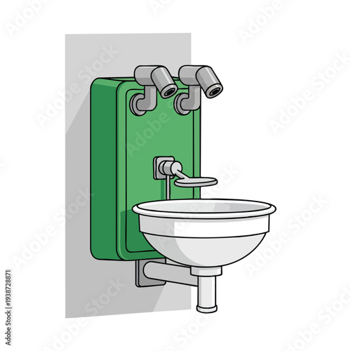 Modern Public Restroom with Wall Mounted Faucets and Sink