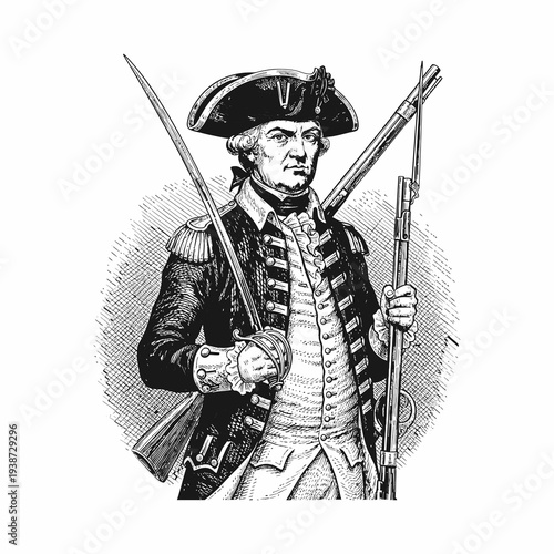 Historical Soldier with Muskets and Sword.