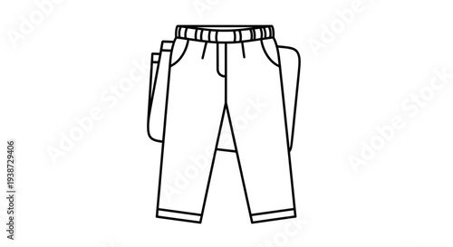 Simple Line Drawing of Folded Trousers or Pants, Minimalist Fashion Icon