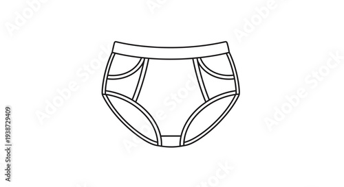 Simple Line Drawing of Men's Briefs Underwear Icon, Isolated on White Background