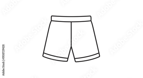 Simple line drawing of shorts, minimalist fashion icon, vector illustration