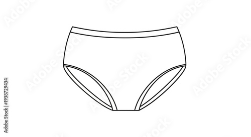 Simple Line Drawing of White Women's Underwear Briefs