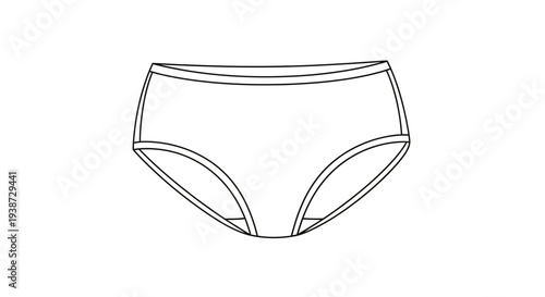 Simple Line Drawing of Women's Underwear Briefs, Isolated on White Background