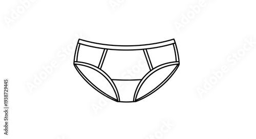 Simple Line Drawing of Women's Underwear Briefs on White Background