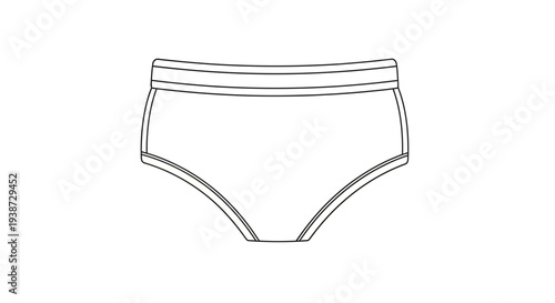 Simple Line Drawing of Women's Underwear, Panties, Briefs, Outline Sketch