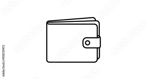 Simple Line Icon of a Closed Wallet with Snap Button, Minimalist Design