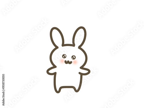Cute White Bunny Character Illustration