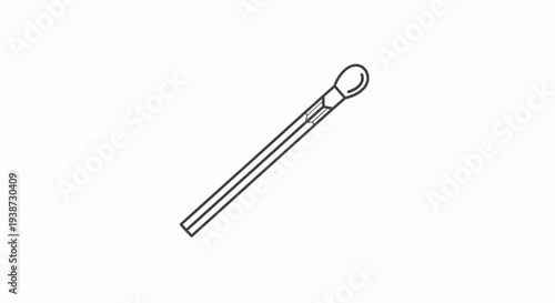 Simple Line Drawing of a Matchstick with a Round Head on a White Background