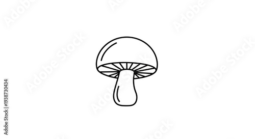 Simple Line Drawing of a Mushroom Icon on White Background