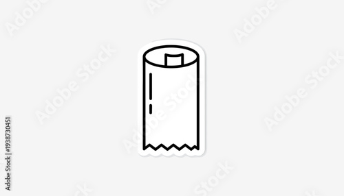 Simple line drawing of a paper towel roll, isolated on white background, graphic resource