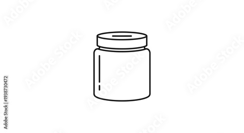 Simple Line Drawing of a Piggy Bank Jar with Coin Slot