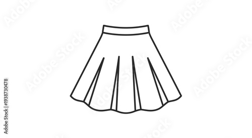 Simple line drawing of a pleated skirt, fashion illustration, clean design