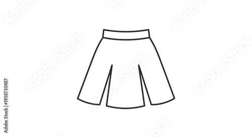 Simple line drawing of a pleated skirt, fashion illustration, minimalist clothing icon.