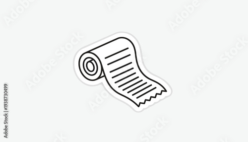 Simple Line Drawing of a Receipt Roll