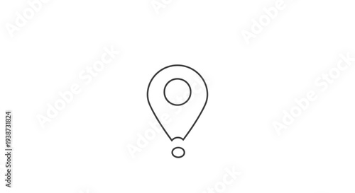 Simple Line Art Map Pin Icon, Location Marker Symbol, Navigation Pointer, GPS Point