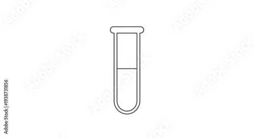 Simple Line Art of a Test Tube with Liquid, Scientific Equipment Icon