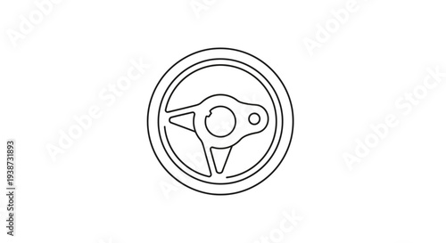 Simple Line Art Steering Wheel Icon, Minimalist Design, Automotive Concept