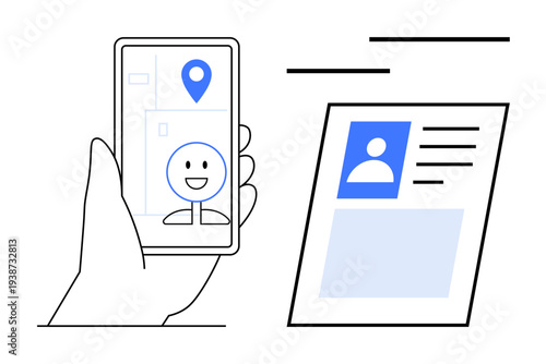 Digital identity concept. A smartphone with face recognition and a user ID card digital identity. Digital identity is key for security, verification, and online data privacy. Suitable for identity