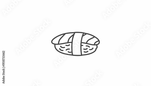Simple Line Art Icon of Salmon Nigiri Sushi