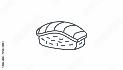 Simple Line Art Icon of Salmon Nigiri Sushi