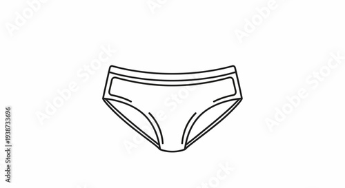 Simple Line Art Icon of Women's Underwear Briefs, Minimalist Fashion Design
