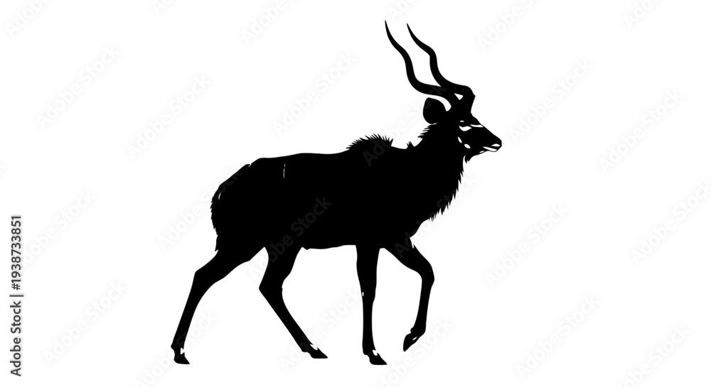 Obraz premium Black Silhouette of Antelope with Horns.