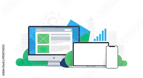 Computer Monitor Displaying Spreadsheet with Charts.