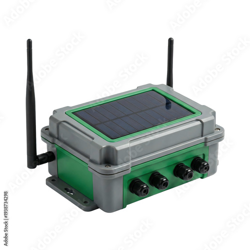 Agri biotech smart farming solar powered field sensor gateway with antenna rugged enclosure and cable glands for remote wireless irrigation