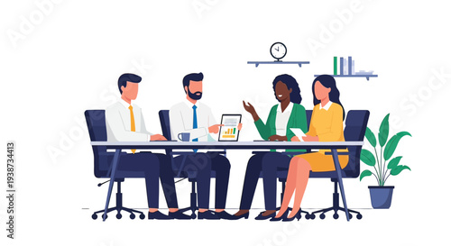 Diverse Professionals in Meeting at Table.