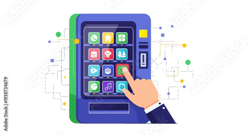 Hand Using Automated Teller Machine Screen.