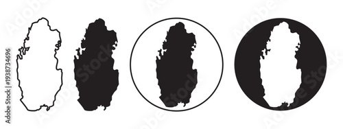 Qatar country map sign symbol icon set
