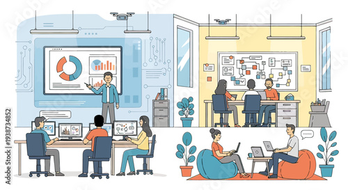 Office Workers Engaging in Various Activities.