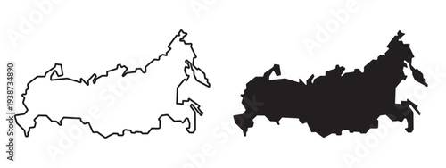 Russia country map sign symbol icon set