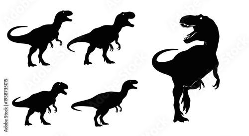 Silhouettes of Dinosaurs in Various Poses.