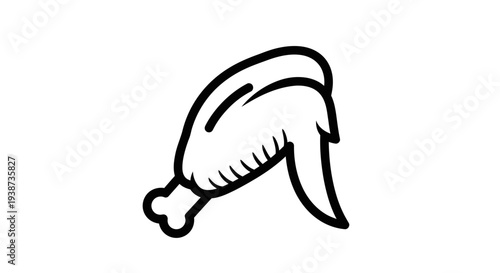 Simple Line Art Icon of a Fried Chicken Wing
