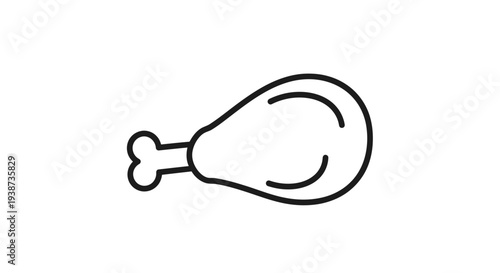 Simple Line Art Icon of a Fried Chicken Leg
