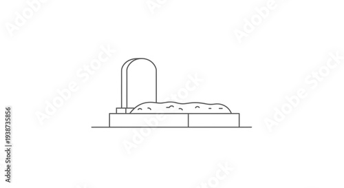 Simple Line Art Icon of a Gravestone and Burial Mound