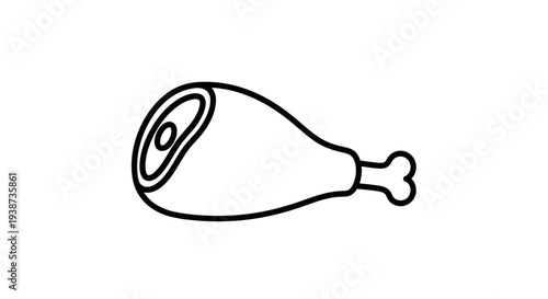 Simple Line Art Icon of a Ham Hock