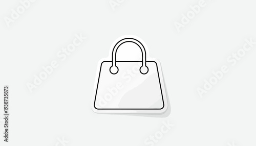 Simple line art icon of a handbag, isolated on a light gray background, vector graphic