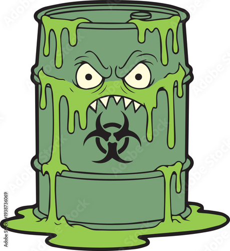 Angry Biohazard Barrel with Sludge Drip