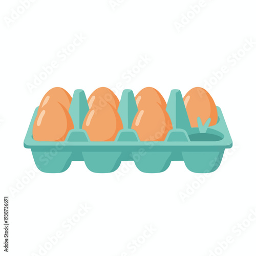 Fresh Organic Eggs in a Green Egg Carton for Healthy Cooking and Breakfast