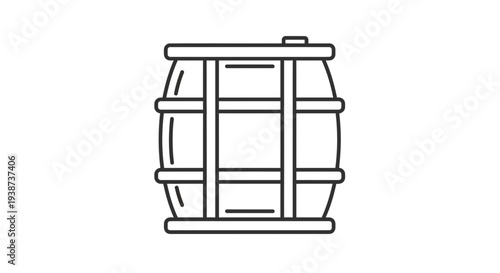 Wooden Barrel Icon, Vintage Container, Storage Cask, Rustic Barricade Element
